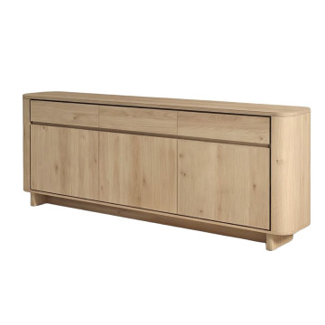 Buffet 220 cm 3 tiroirs 3 portes Rondi bois clair - Le Dépôt Bailleul