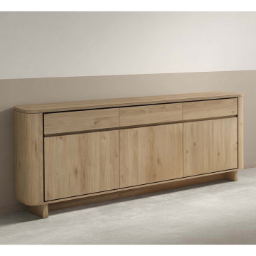Buffet 220 cm 3 tiroirs 3 portes Rondi bois clair - Le Dépôt Bailleul