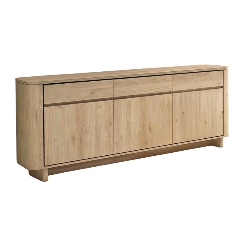 Buffet 220 cm 3 tiroirs 3 portes Rondi bois clair - Le Dépôt Bailleul