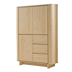 Meuble bar 120 cm 3 portes 3 tiroirs Rondi bois clair - Le Dépôt Bailleul
