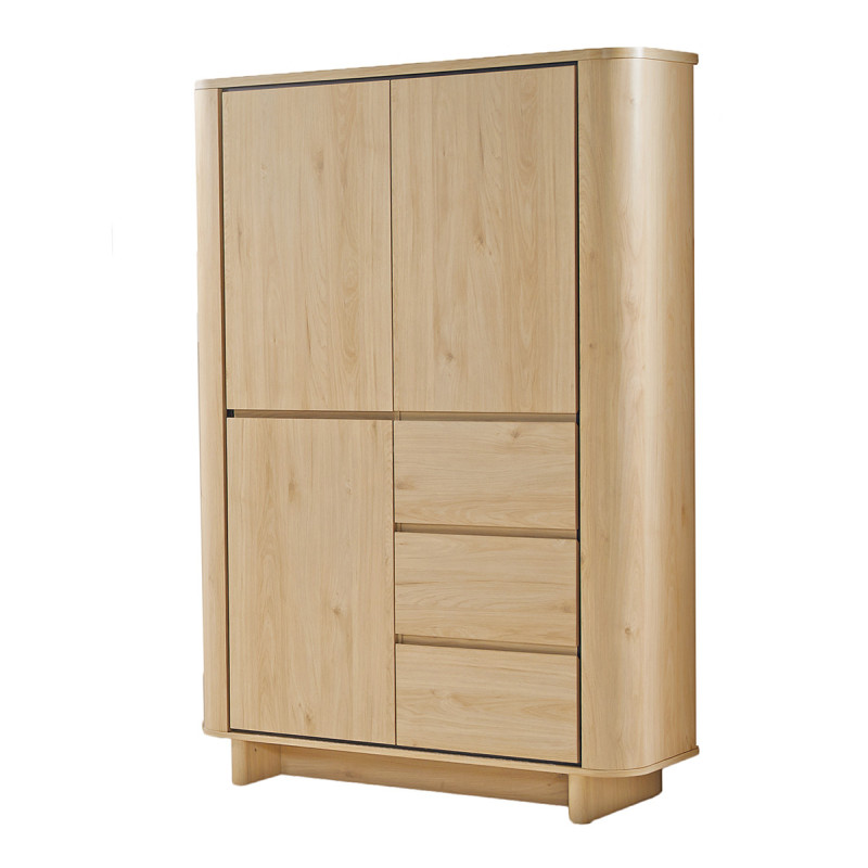 Meuble bar 120 cm 3 portes 3 tiroirs Rondi bois clair - Le Dépôt Bailleul