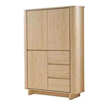 Meuble bar 120 cm 3 portes 3 tiroirs Rondi bois clair - Le Dépôt Bailleul