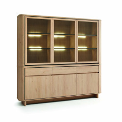 Vitrine grand modèle 3 + 3 portes 3 tiroirs Rondi bois clair - Le Dépôt Bailleul