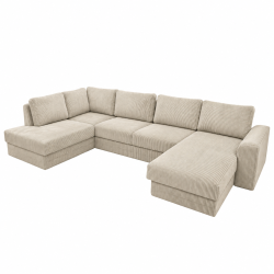 Canapé panoramique gauche convertible Magda beige - Le Dépôt Bailleul