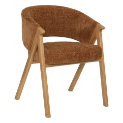 Fauteuil repas Amza chenille bronze pieds bois naturel Atmosphera - Le Dépôt Bailleul