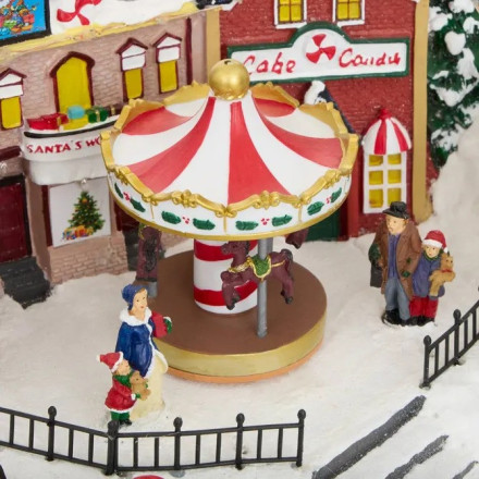 Village de Noël lumineux place avec manège 31 LED musical et animé - Le Dépôt Bailleul