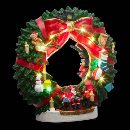 Village de Noël lumineux couronne 8 LED musical et animé - Le Dépôt Bailleul