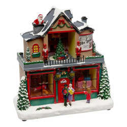 Village de Noël lumineux boutique de cadeaux 21 LED musical et animé - Le Dépôt Bailleul