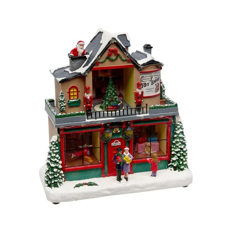 Village de Noël lumineux boutique de cadeaux 21 LED musical et animé - Le Dépôt Bailleul