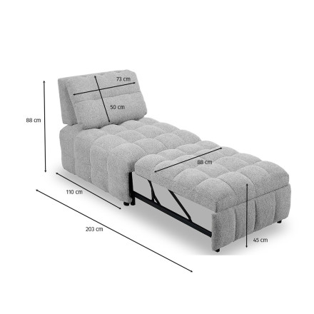 Fauteuil convertible Rapha gris clair Takasit - Le Dépôt Bailleul