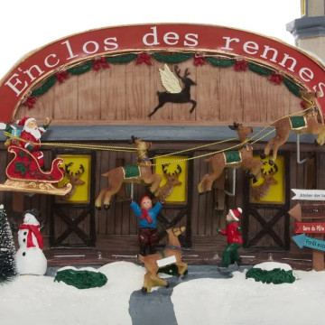 Village de Noël lumineux enclos des rennes 17 LED musical et animé - Le Dépôt Bailleul