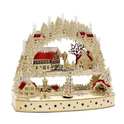 Village de Noël en bois chalets en forêts 20 LED animé - Le Dépôt Bailleul