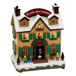 Village de Noël  lumineux école des lutins 24 LED musical et animé - Le Dépôt Bailleul