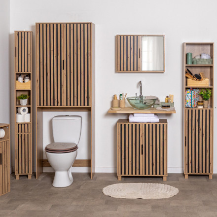 Meuble sous lavabo 2 portes effet tasseaux Karma - Le Dépôt Bailleul