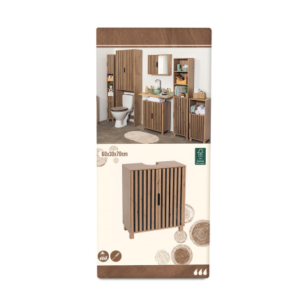Meuble sous lavabo 2 portes effet tasseaux Karma - Le Dépôt Bailleul