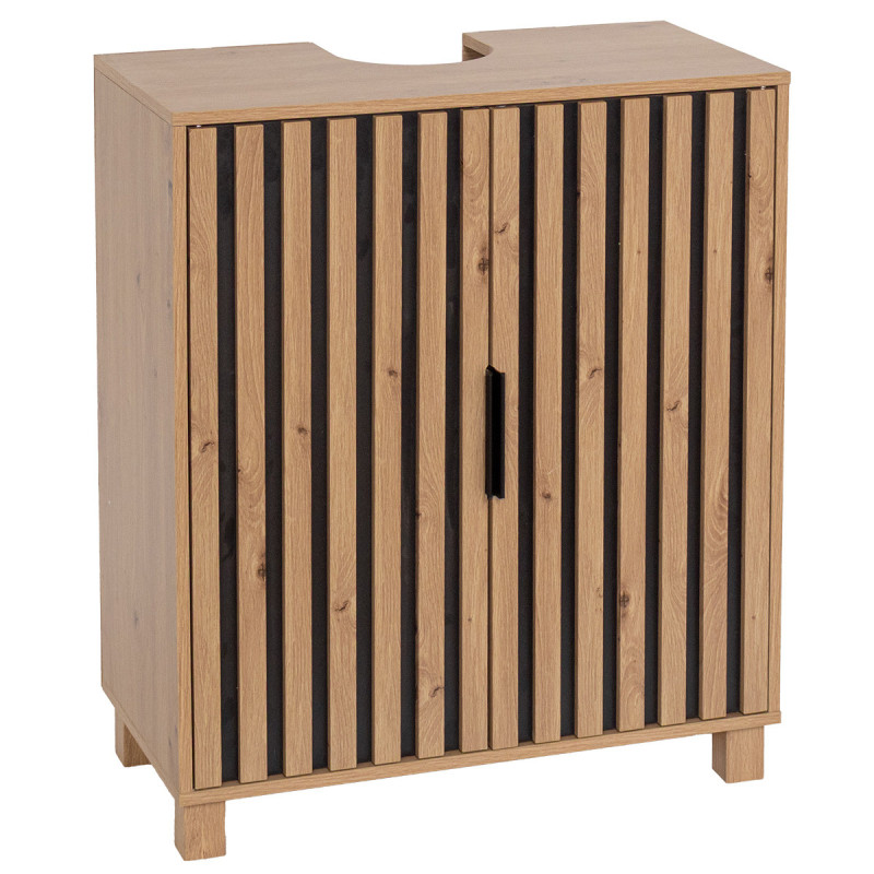 Meuble sous lavabo 2 portes effet tasseaux Karma - Le Dépôt Bailleul