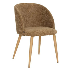 Chaise Céleste bouclette bronza pieds métal effet bois Atmosphera - Le Dépôt Bailleul
