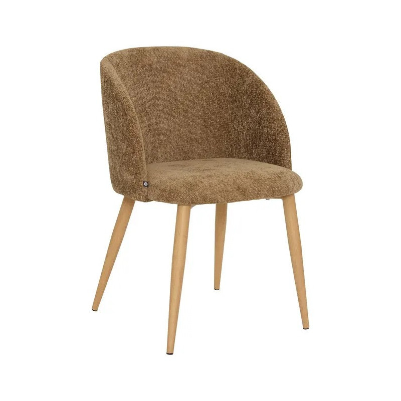 Chaise Céleste bouclette bronza pieds métal effet bois Atmosphera - Le Dépôt Bailleul