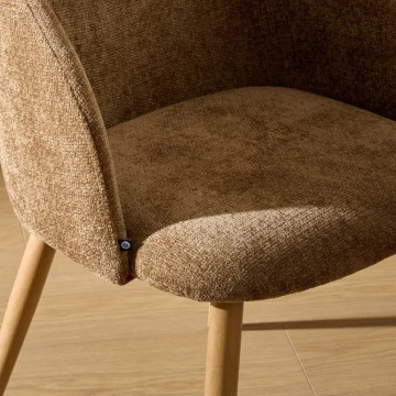 Chaise Céleste bouclette bronza pieds métal effet bois Atmosphera - Le Dépôt Bailleul