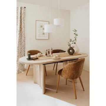 Chaise Céleste bouclette bronza pieds métal effet bois Atmosphera - Le Dépôt Bailleul
