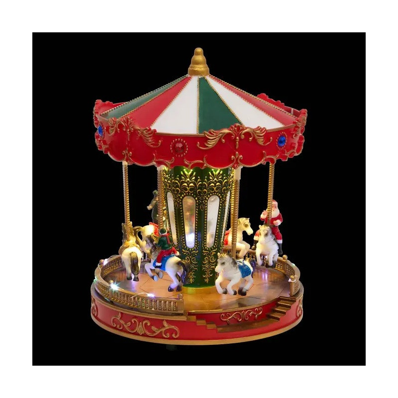Village de Noël lumineux carrousel 19 LED musical et animé - Le Dépôt Bailleul