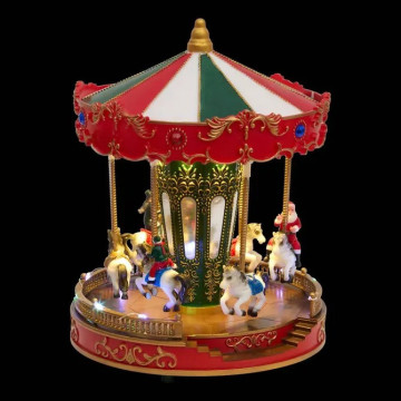 Village de Noël lumineux carrousel 19 LED musical et animé - Le Dépôt Bailleul