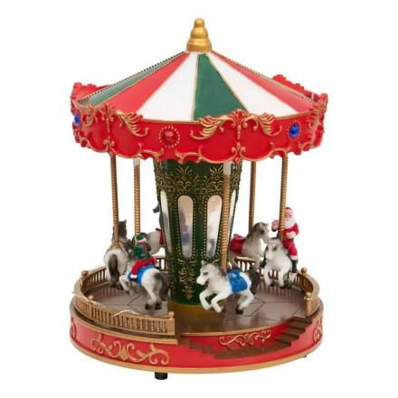 Village de Noël lumineux carrousel 19 LED musical et animé - Le Dépôt Bailleul