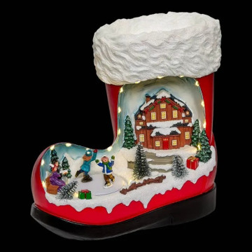 Village de Noël lumineux botte du Père Noël 12 LED musical et animé - Le Dépôt Bailleul