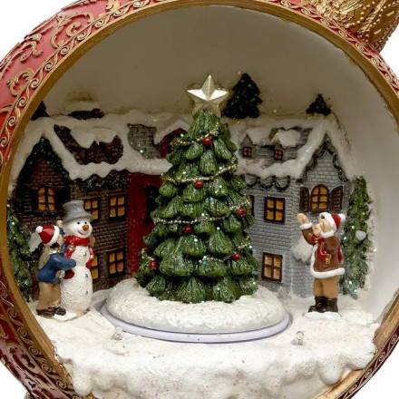 Village de Noël lumineux boule à neige 15 LED musical et animé - Le Dépôt Bailleul