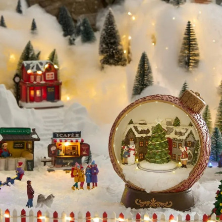 Village de Noël lumineux boule à neige 15 LED musical et animé - Le Dépôt Bailleul