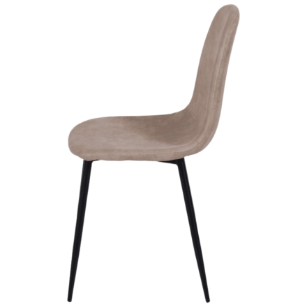 Chaise Mia en tissu PU taupe piétement métal noir - Le Dépôt Bailleul