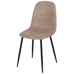 Chaise Mia en tissu PU taupe piétement métal noir - Le Dépôt Bailleul