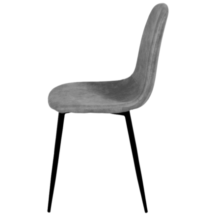 Chaise Mia en tissu PU gris piétement métal noir - Le Dépôt Bailleul