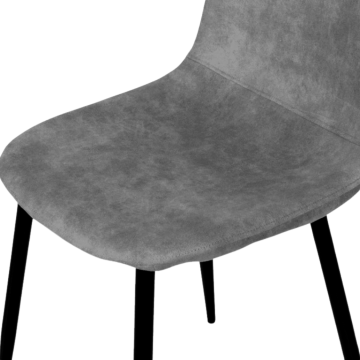 Chaise Mia en tissu PU gris piétement métal noir - Le Dépôt Bailleul