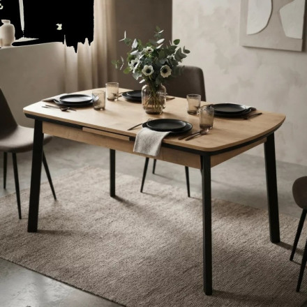 Table à manger extensible 130/160 x 80 cm bois et noir - Le Dépôt Bailleul