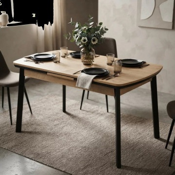 Table à manger extensible 130/160 x 80 cm bois et noir - Le Dépôt Bailleul