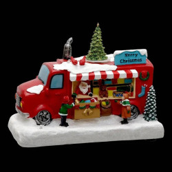 Village de Noël lumineux camion du Père Noël 5 LED musical et animé - Le Dépôt Bailleul