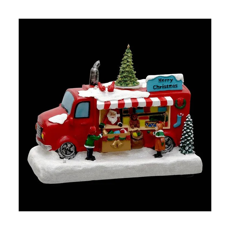Village de Noël lumineux camion du Père Noël 5 LED musical et animé - Le Dépôt Bailleul