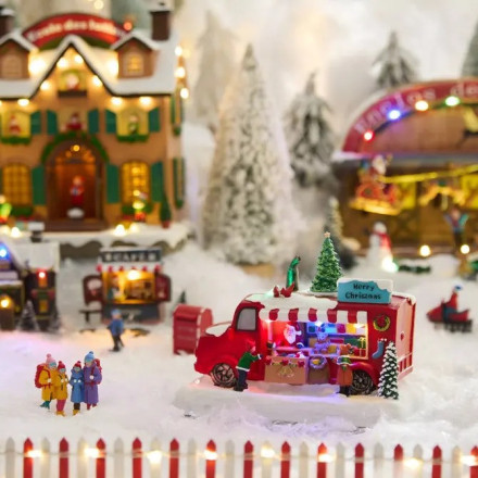 Village de Noël lumineux camion du Père Noël 5 LED musical et animé - Le Dépôt Bailleul