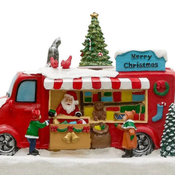 Village de Noël lumineux camion du Père Noël 5 LED musical et animé - Le Dépôt Bailleul