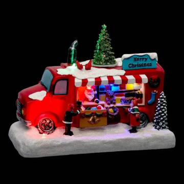 Village de Noël lumineux camion du Père Noël 5 LED musical et animé - Le Dépôt Bailleul