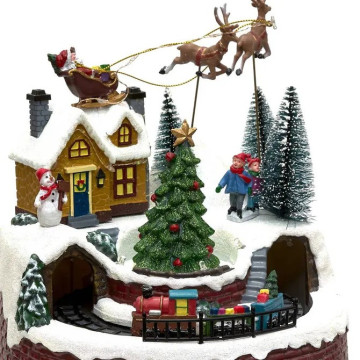 Village de Noël train et rennes du Père Noël 14 LED animé - Le Dépôt Bailleul