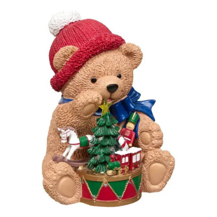 Ours de Noël déco lumineux LED 34 cm résine - Le Dépôt Bailleul