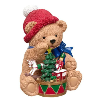 Ours de Noël déco lumineux LED 34 cm résine - Le Dépôt Bailleul