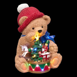 Ours de Noël déco lumineux LED 34 cm résine - Le Dépôt Bailleul