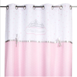 Rideau à anneaux rose et blanc pour chambre enfant - Le Dépôt bailleul