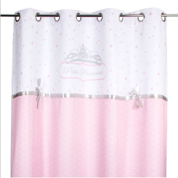 Rideau à anneaux rose et blanc pour chambre enfant - Le Dépôt bailleul