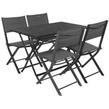 Table aluminium pliante Azua 4 personnes graphite - Le Dépôt Bailleul