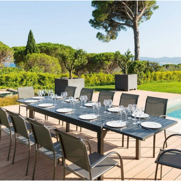 Table rectangulaire extensible noir 12 places Piazza - Dépôt Bailleul