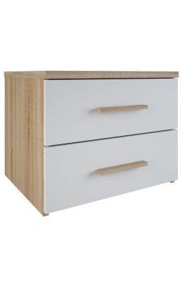 Chevet 2 tiroirs blanc et...
